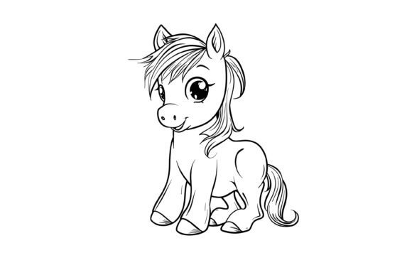 Download Cute Horse Coloring Page for Kids - Premium Resources