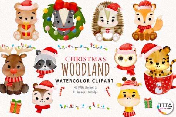 Download Watercolor Christmas Woodland - Premium Resources