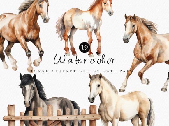 Download Watercolor Cute Horse Clipart Bundle - Cute horse Collection