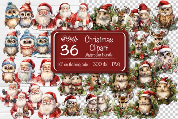 Download Christmas Clipart Bundle Watercolor Png - Premium Resources