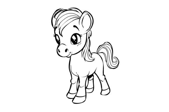 Download Cute Horse Coloring Page for Kids - Premium Resources