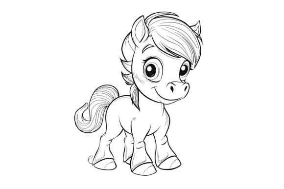 Download Cute Horse Coloring Page for Kids - Premium Resources